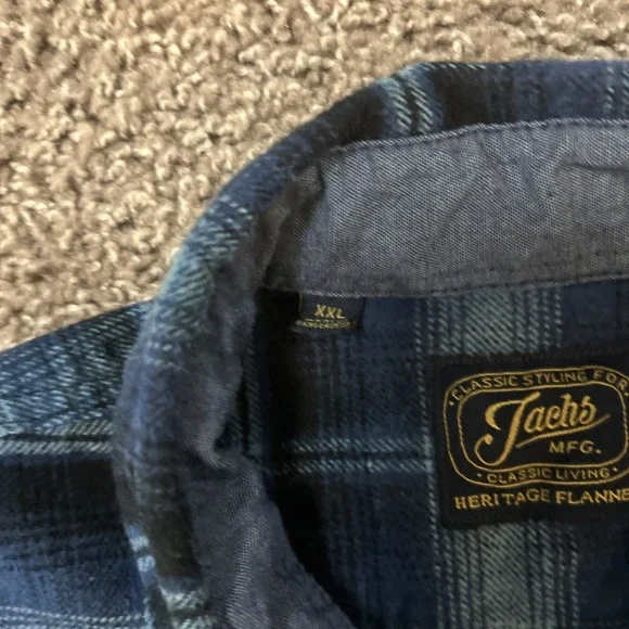 Jacks Shirt Men 2XL Blue Plaid Heritage Flannel Thick Heavy Cotton Lumberjack - Picture 5 of 6